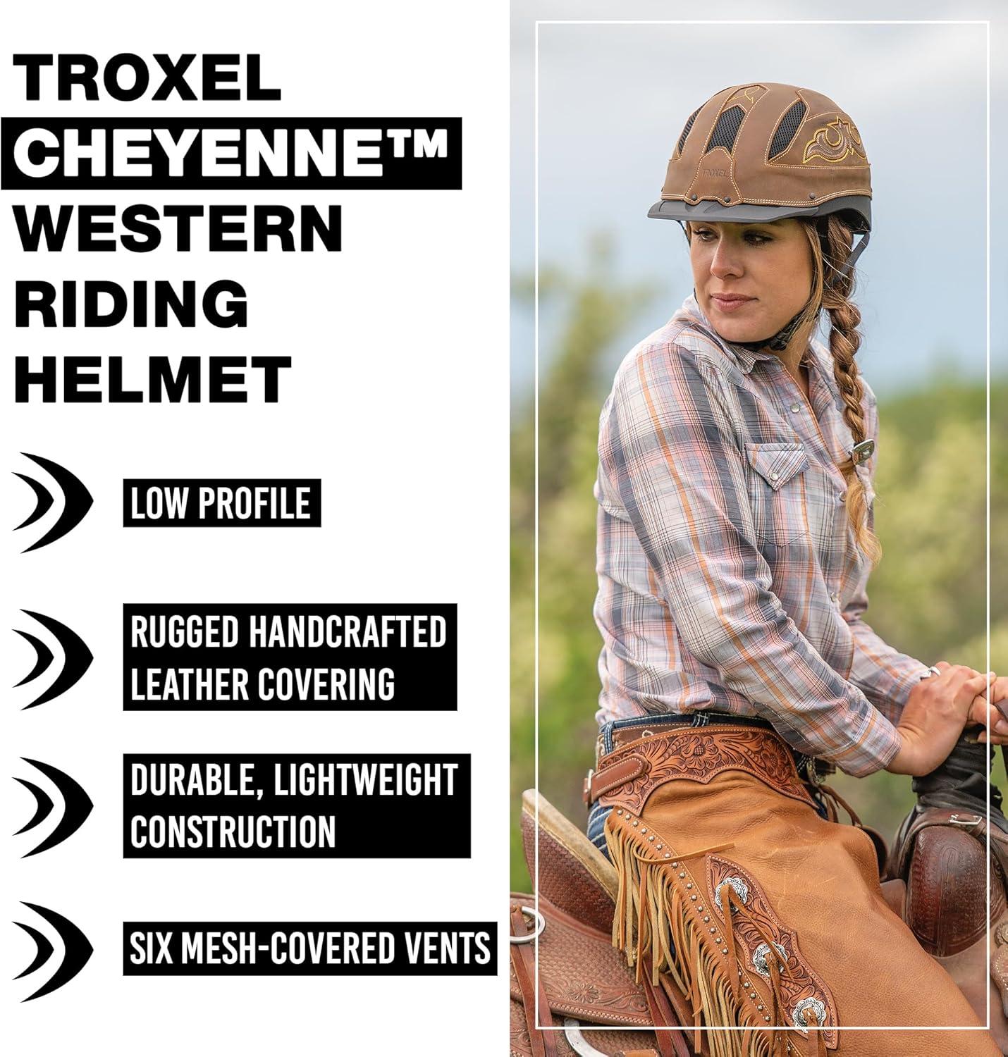 imageTroxel Cheyenne Rugged Horse Riding Helmet LowProfile SelfAdjustable Design Safety Horseback Riding GearBrown