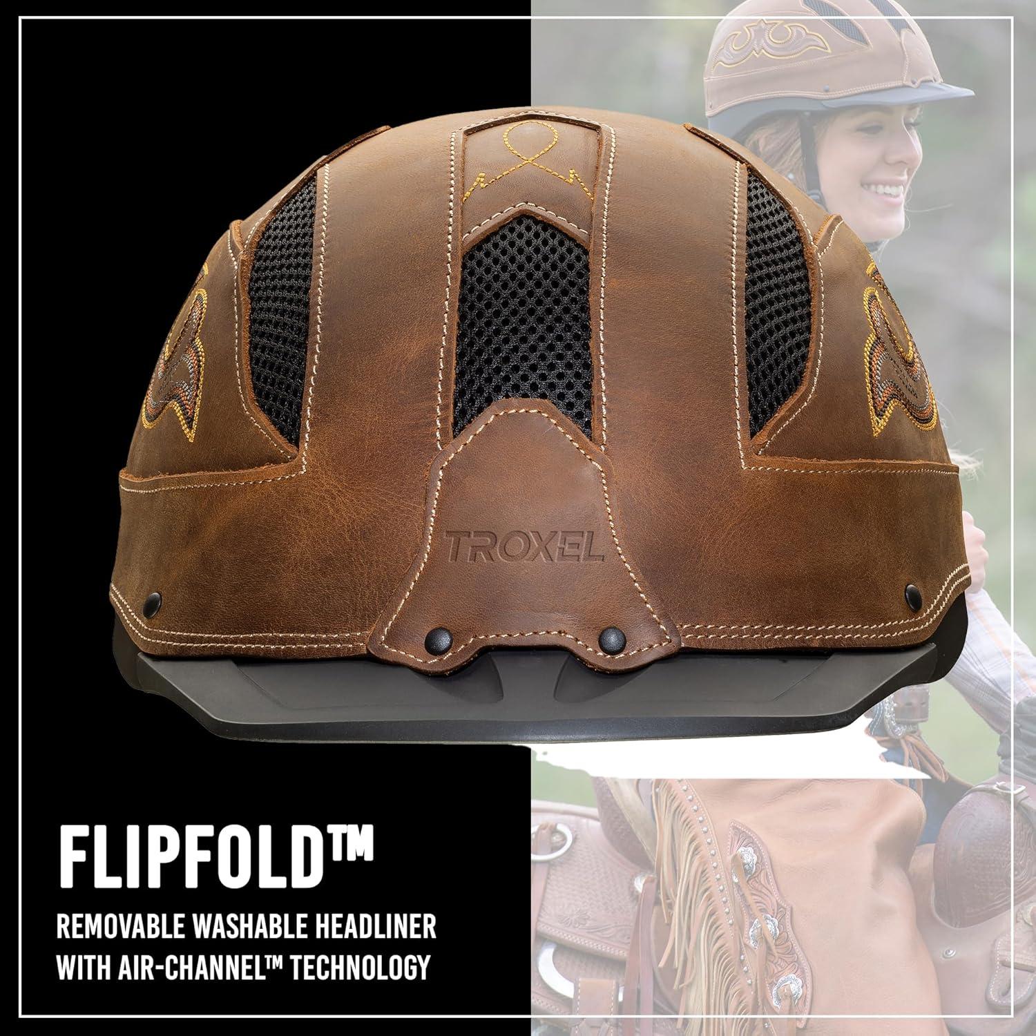 imageTroxel Cheyenne Rugged Horse Riding Helmet LowProfile SelfAdjustable Design Safety Horseback Riding GearBrown