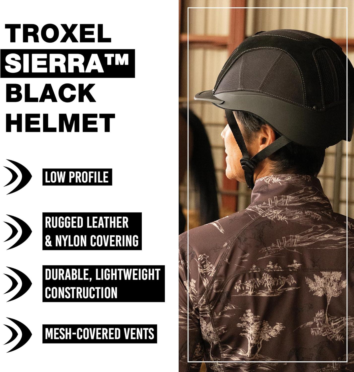 imageTroxel Sierra Rugged Horse Riding Helmet LowProfile SelfAdjustable Design Safety Horseback Riding GearBlack
