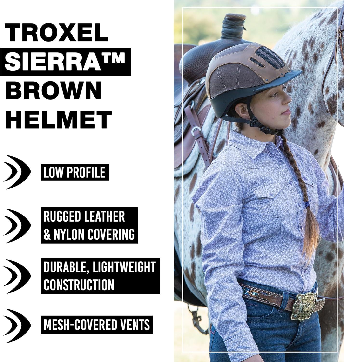 imageTroxel Sierra Rugged Horse Riding Helmet LowProfile SelfAdjustable Design Safety Horseback Riding GearBrown
