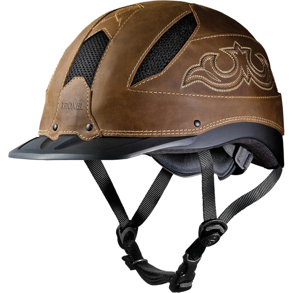 imageTroxel Cheyenne Rugged Horse Riding Helmet LowProfile SelfAdjustable Design Safety Horseback Riding GearBrown